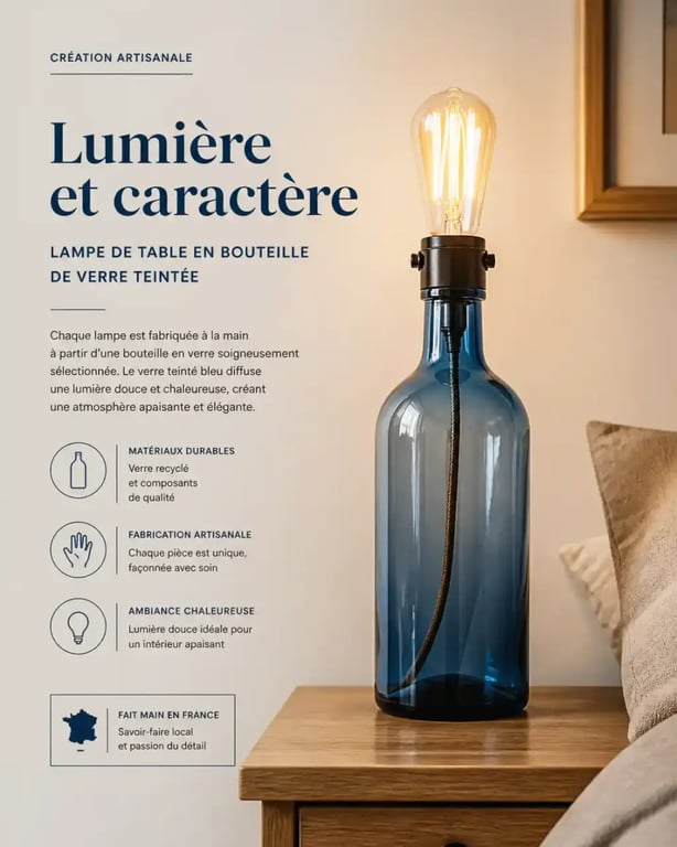 Lampe originale fabriquée à partir d'une bouteille en verre