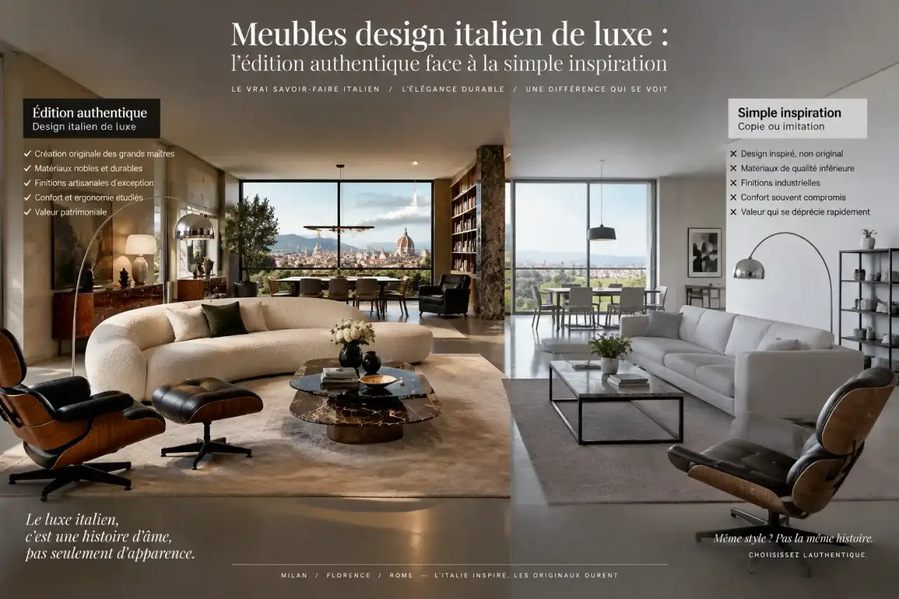 Meubles design italien de luxe : l’édition authentique face à la simple inspiration