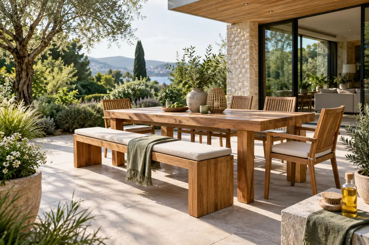 Un meuble en bois pour extérieur dure plus longtemps avec la bonne essence et le bon entretien