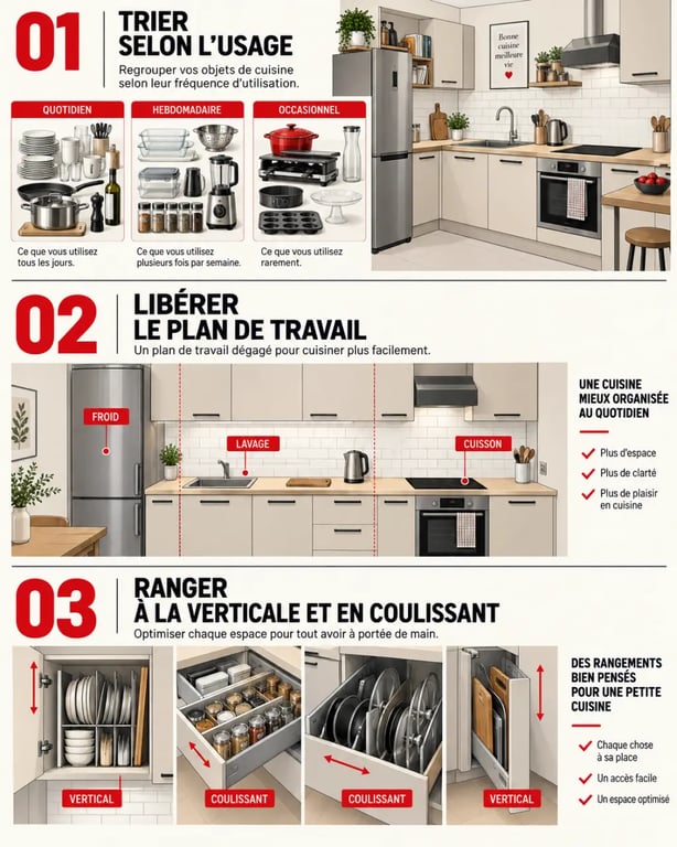 Optimiser les rangements dans une petite cuisine en trois étapes