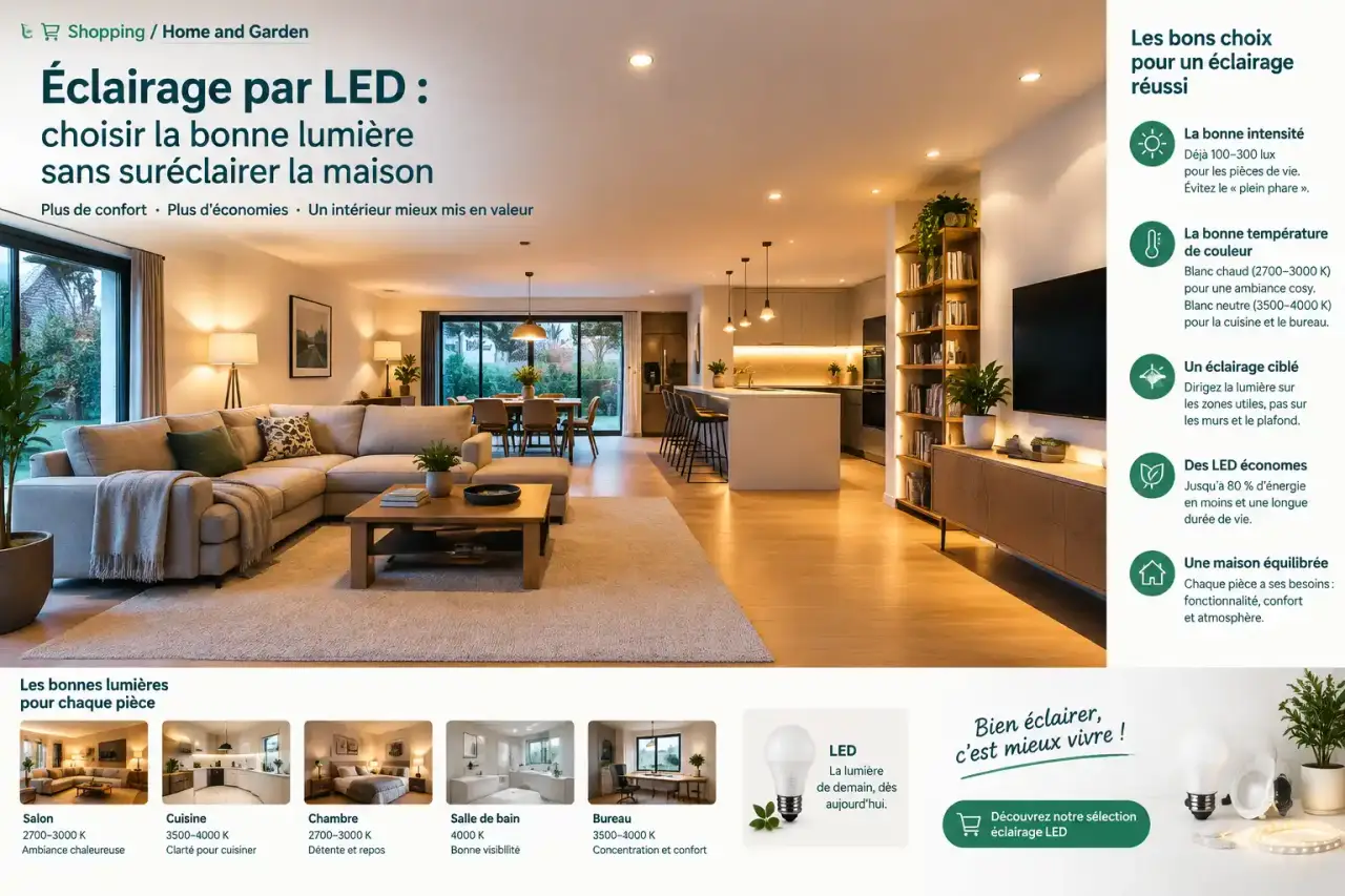 Éclairage par LED : choisir la bonne lumière sans suréclairer la maison
