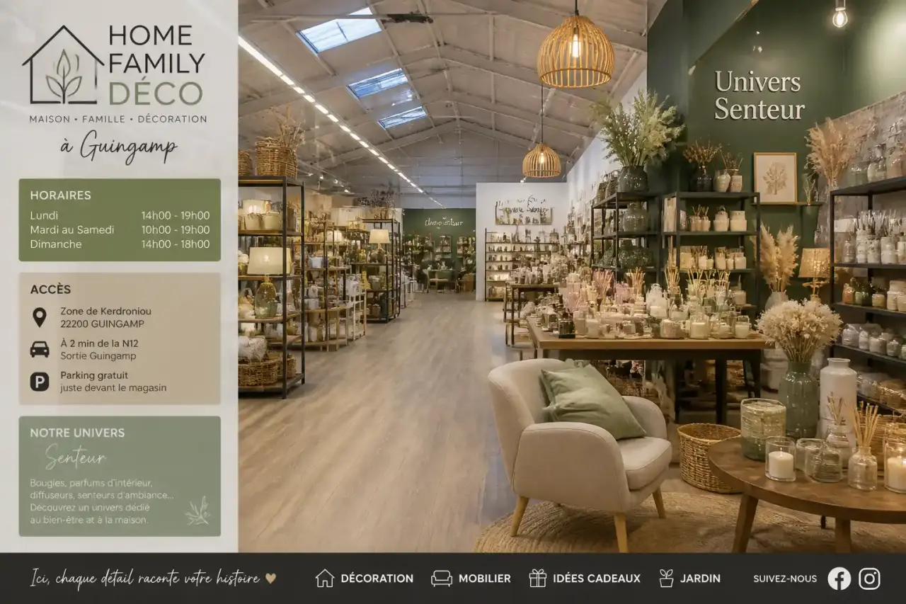 Home Family Déco à Guingamp : horaires, accès et univers senteur