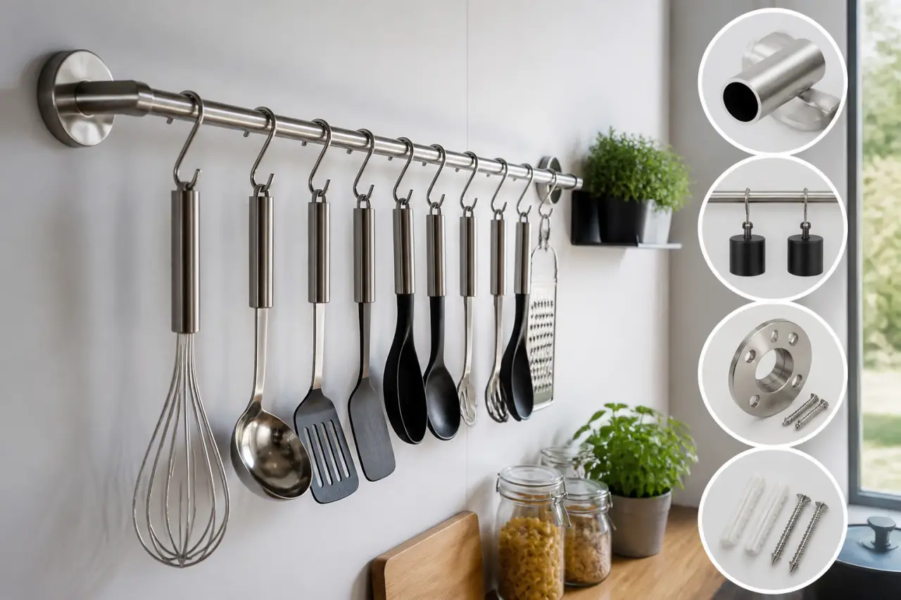 Barre à ustensiles de cuisine : diamètre, charge et fixations à vérifier avant d’acheter